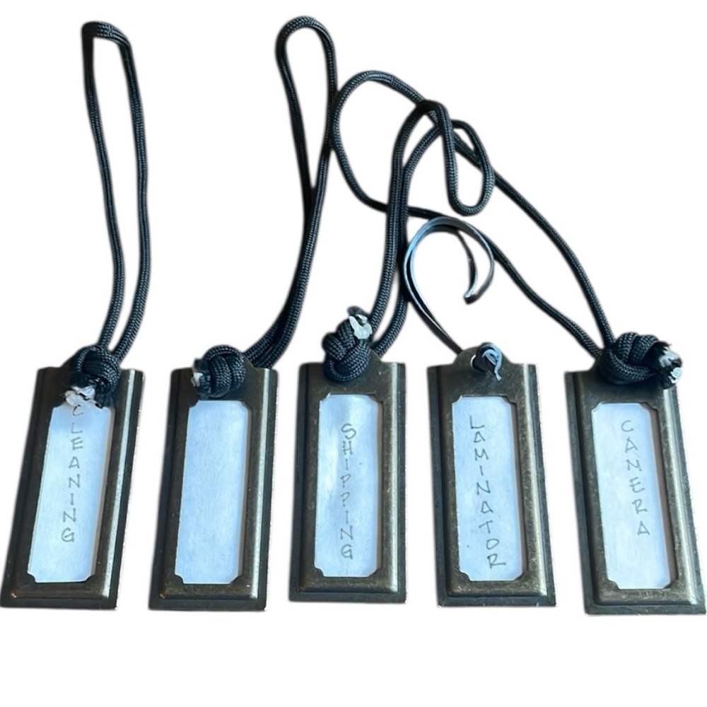 Bronze Tags Set 5 Metal Rustic Chic Office Cabinet Interchangeable Metal Heavy
